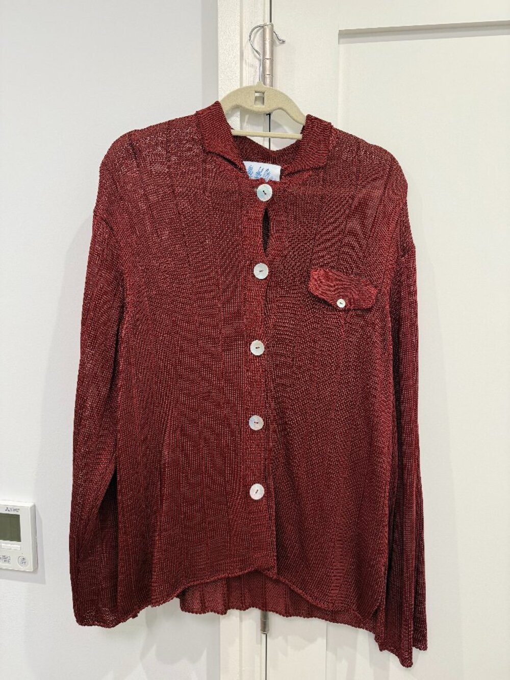 Calle del Mar Red Ribbed Knit Long Sleeve Cardigan Viscose Size S